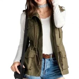 Love Tree Army Green Utility Vest for Women Medium